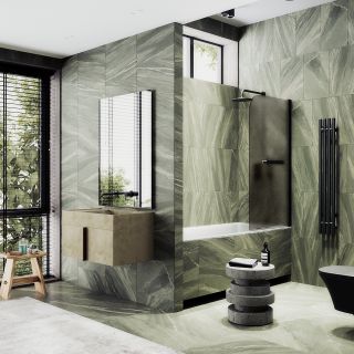 Шторка на ванну MaybahGlass MGV-766-6 40см чёрный